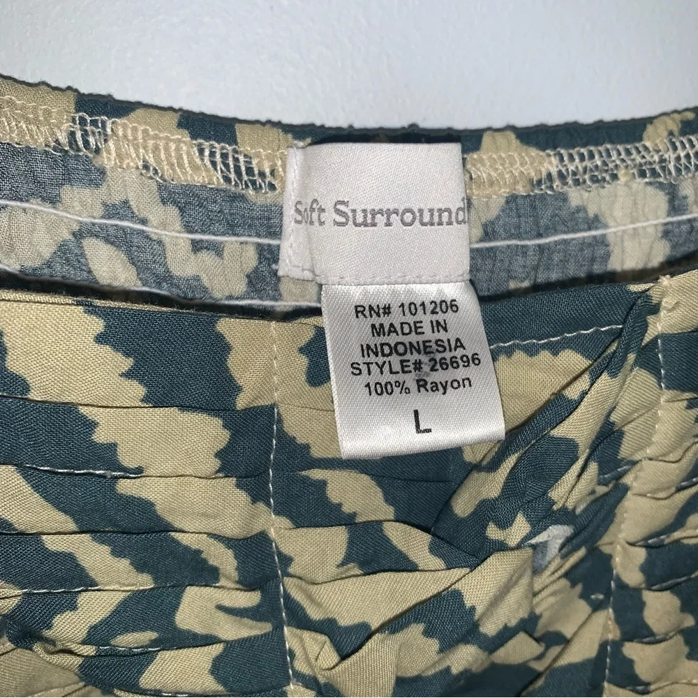 Soft Surroundings Olive & Tan Print Animal Maxi Dress Size Large